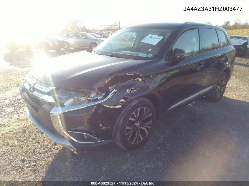 2017 Mitsubishi Outlander Se VIN: JA4AZ3A31HZ003477 Lot: 40829527