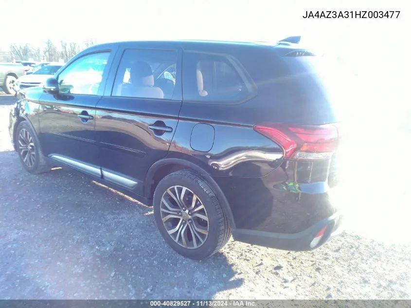 2017 Mitsubishi Outlander Se VIN: JA4AZ3A31HZ003477 Lot: 40829527