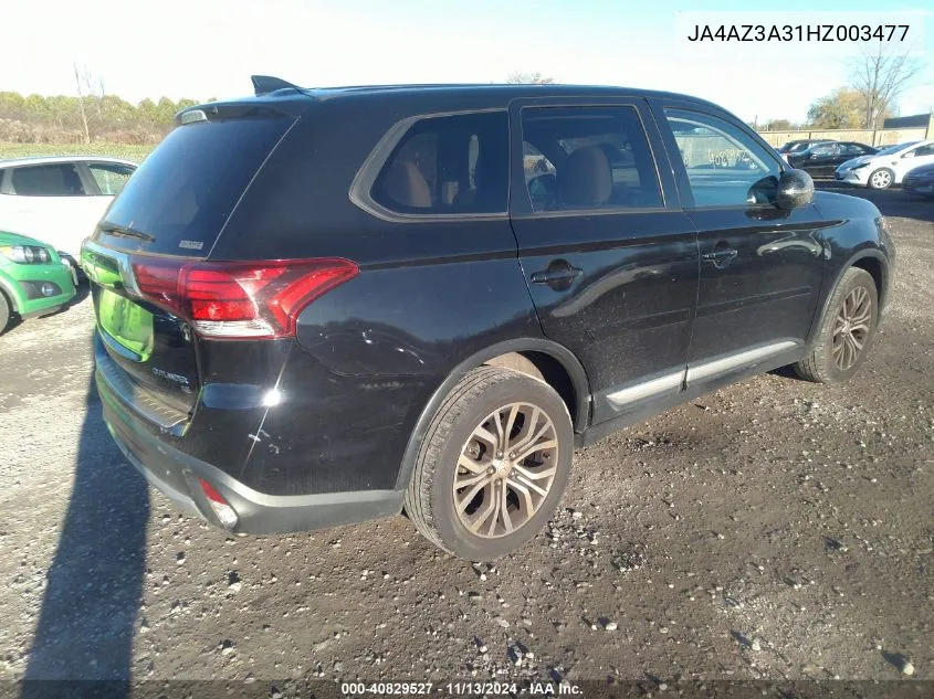 2017 Mitsubishi Outlander Se VIN: JA4AZ3A31HZ003477 Lot: 40829527