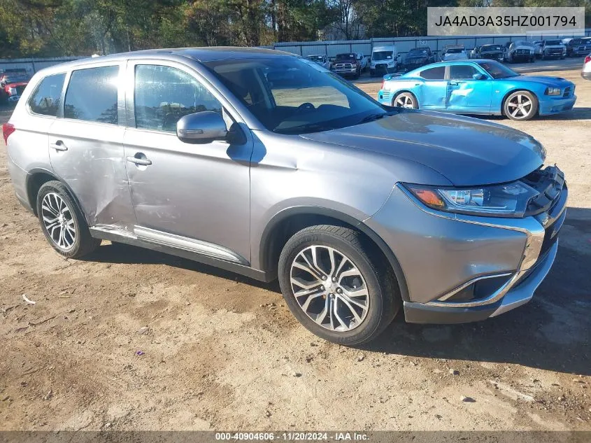 2017 Mitsubishi Outlander Se/Sel VIN: JA4AD3A35HZ001794 Lot: 40904606