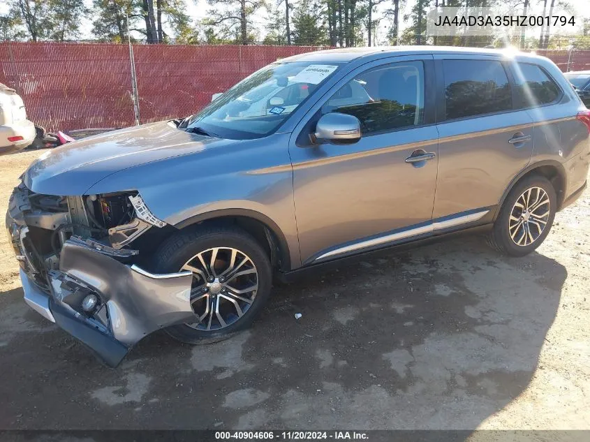 2017 Mitsubishi Outlander Se/Sel VIN: JA4AD3A35HZ001794 Lot: 40904606