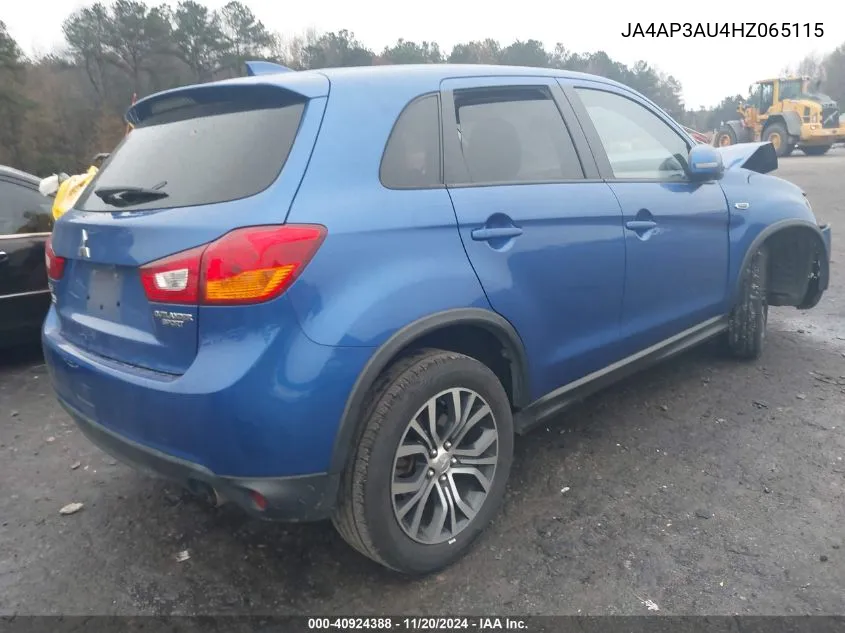 2017 Mitsubishi Outlander Sport 2.0 Es VIN: JA4AP3AU4HZ065115 Lot: 40924388