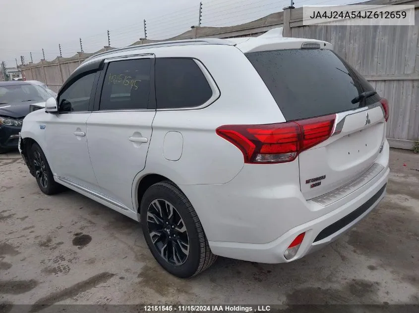 2018 Mitsubishi Outlander Phev VIN: JA4J24A54JZ612659 Lot: 12151545