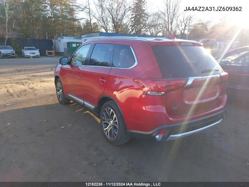 2018 Mitsubishi Outlander VIN: JA4AZ2A31JZ609362 Lot: 12152238