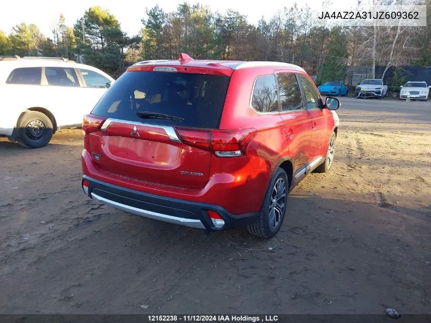 2018 Mitsubishi Outlander VIN: JA4AZ2A31JZ609362 Lot: 12152238