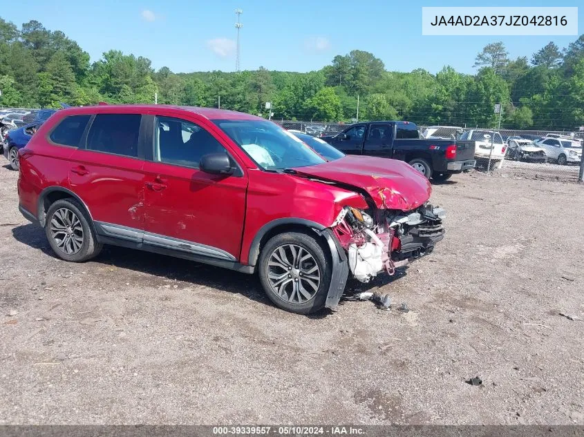 2018 Mitsubishi Outlander Es VIN: JA4AD2A37JZ042816 Lot: 39339557