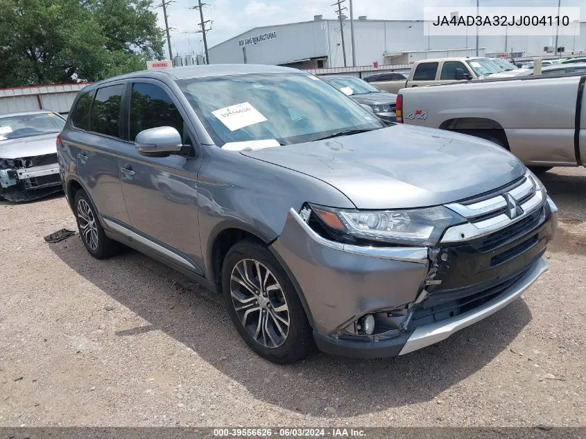 2018 Mitsubishi Outlander Se VIN: JA4AD3A32JJ004110 Lot: 39556626