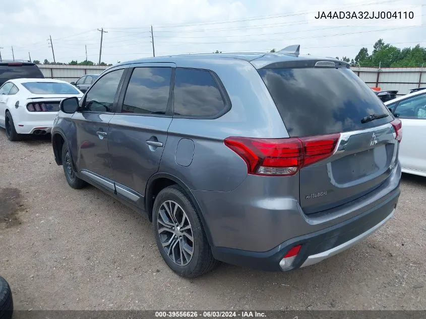 2018 Mitsubishi Outlander Se VIN: JA4AD3A32JJ004110 Lot: 39556626