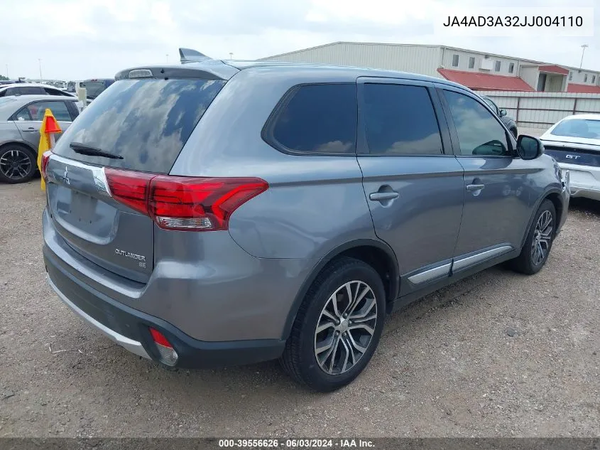 2018 Mitsubishi Outlander Se VIN: JA4AD3A32JJ004110 Lot: 39556626