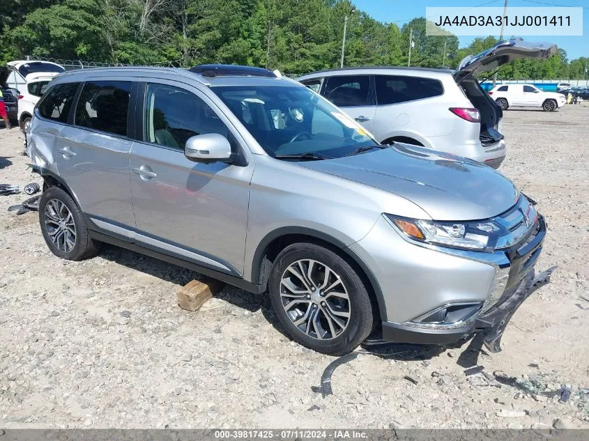 2018 Mitsubishi Outlander Sel VIN: JA4AD3A31JJ001411 Lot: 39817425