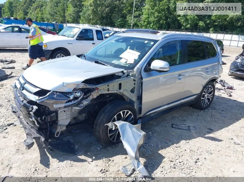 2018 Mitsubishi Outlander Sel VIN: JA4AD3A31JJ001411 Lot: 39817425