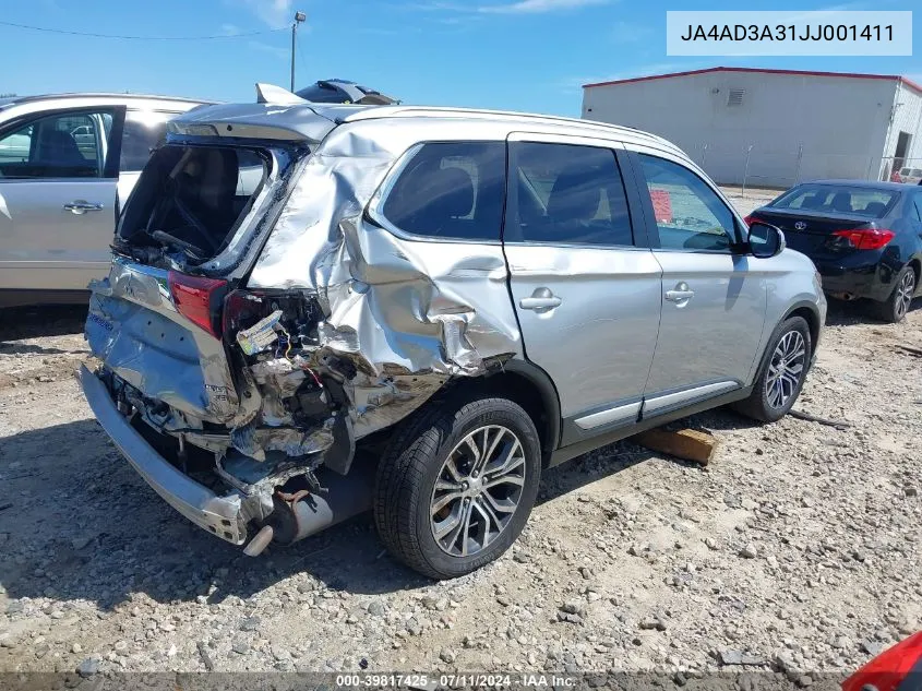 2018 Mitsubishi Outlander Sel VIN: JA4AD3A31JJ001411 Lot: 39817425