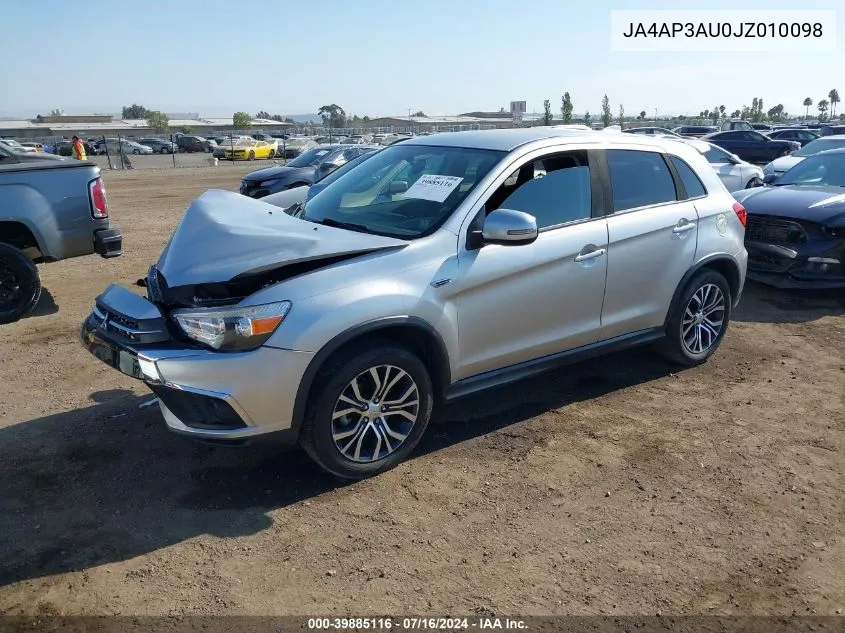 2018 Mitsubishi Outlander Sport Es 2.0 VIN: JA4AP3AU0JZ010098 Lot: 39885116