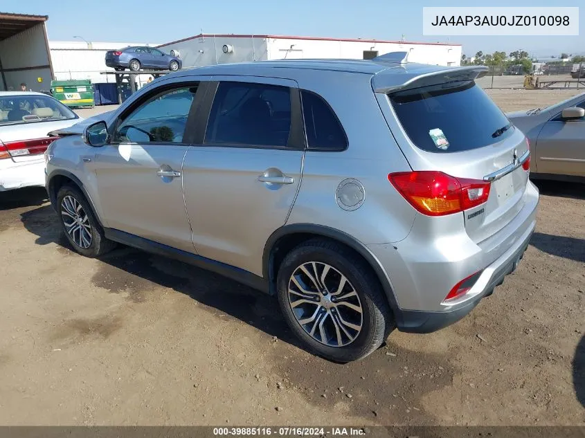 2018 Mitsubishi Outlander Sport Es 2.0 VIN: JA4AP3AU0JZ010098 Lot: 39885116