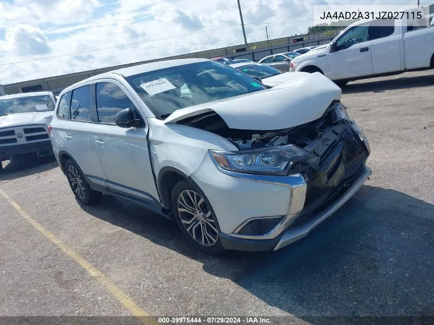 2018 Mitsubishi Outlander Es VIN: JA4AD2A31JZ027115 Lot: 39975444