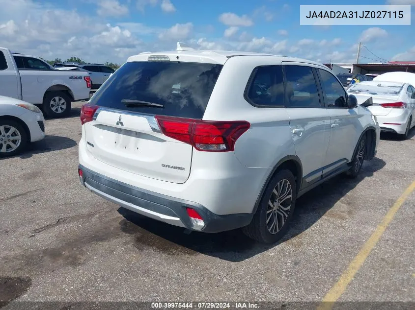 2018 Mitsubishi Outlander Es VIN: JA4AD2A31JZ027115 Lot: 39975444