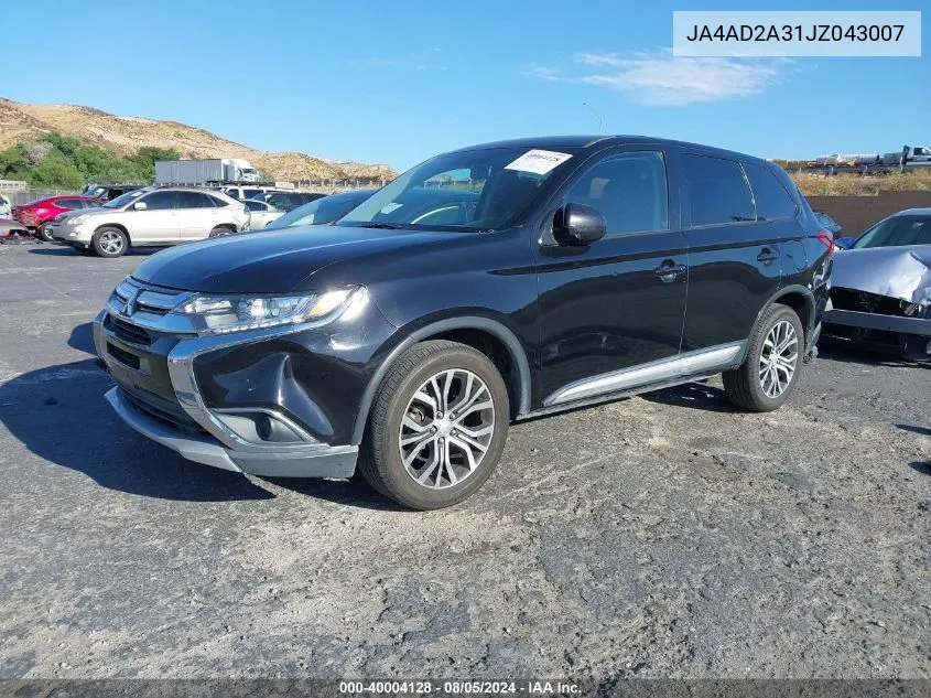 2018 Mitsubishi Outlander Es VIN: JA4AD2A31JZ043007 Lot: 40004128