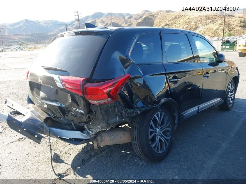 2018 Mitsubishi Outlander Es VIN: JA4AD2A31JZ043007 Lot: 40004128