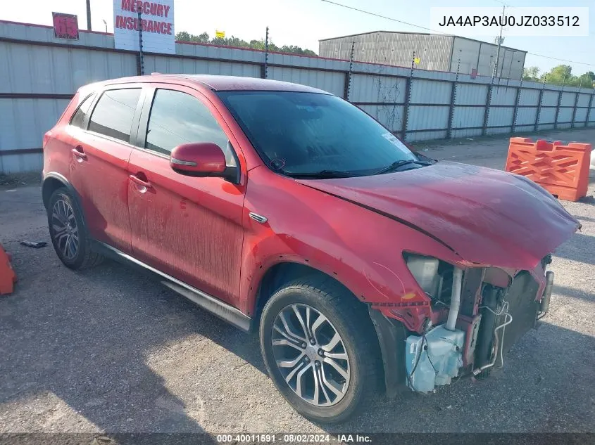 2018 Mitsubishi Outlander Sport Es 2.0 VIN: JA4AP3AU0JZ033512 Lot: 40011591