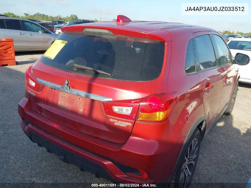 JA4AP3AU0JZ033512 2018 Mitsubishi Outlander Sport Es 2.0