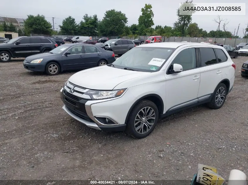 2018 Mitsubishi Outlander Se VIN: JA4AD3A31JZ008585 Lot: 40034421