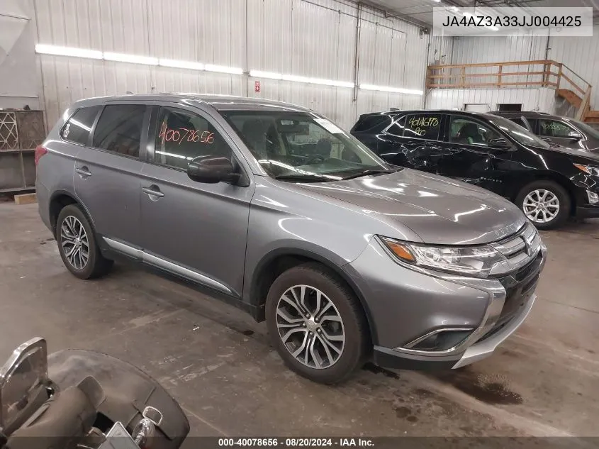 2018 Mitsubishi Outlander Se/Sel/Le VIN: JA4AZ3A33JJ004425 Lot: 40078656