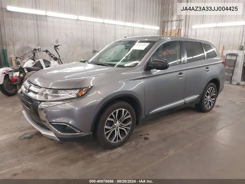 2018 Mitsubishi Outlander Se/Sel/Le VIN: JA4AZ3A33JJ004425 Lot: 40078656