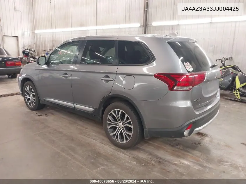 2018 Mitsubishi Outlander Se/Sel/Le VIN: JA4AZ3A33JJ004425 Lot: 40078656