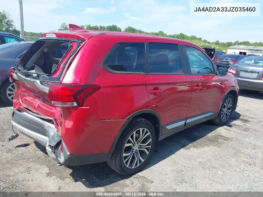 2018 Mitsubishi Outlander Es VIN: JA4AD2A33JZ035460 Lot: 40084887