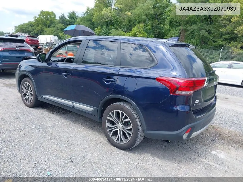 2018 Mitsubishi Outlander Es/Le/Se/Sel VIN: JA4AZ3A3XJZ070939 Lot: 40094121