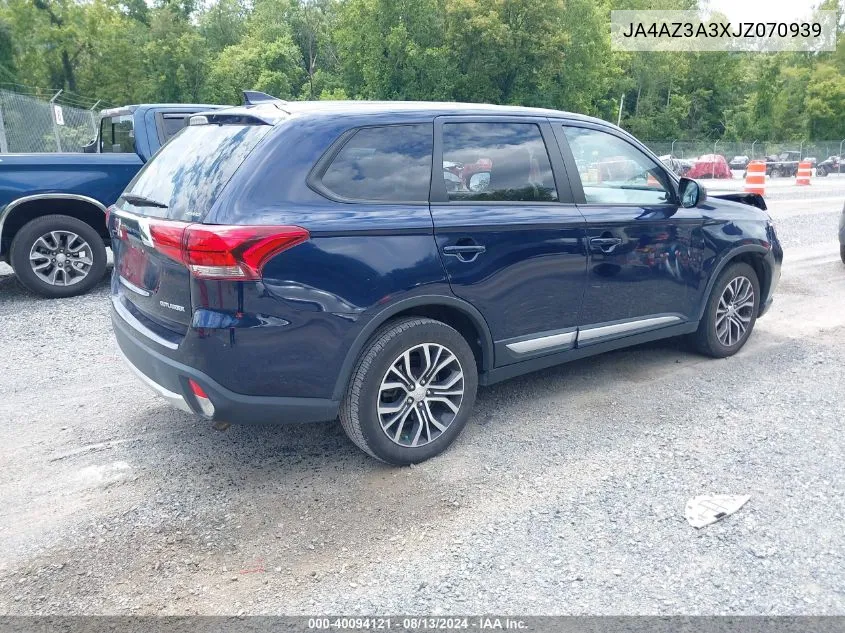 2018 Mitsubishi Outlander Es/Le/Se/Sel VIN: JA4AZ3A3XJZ070939 Lot: 40094121