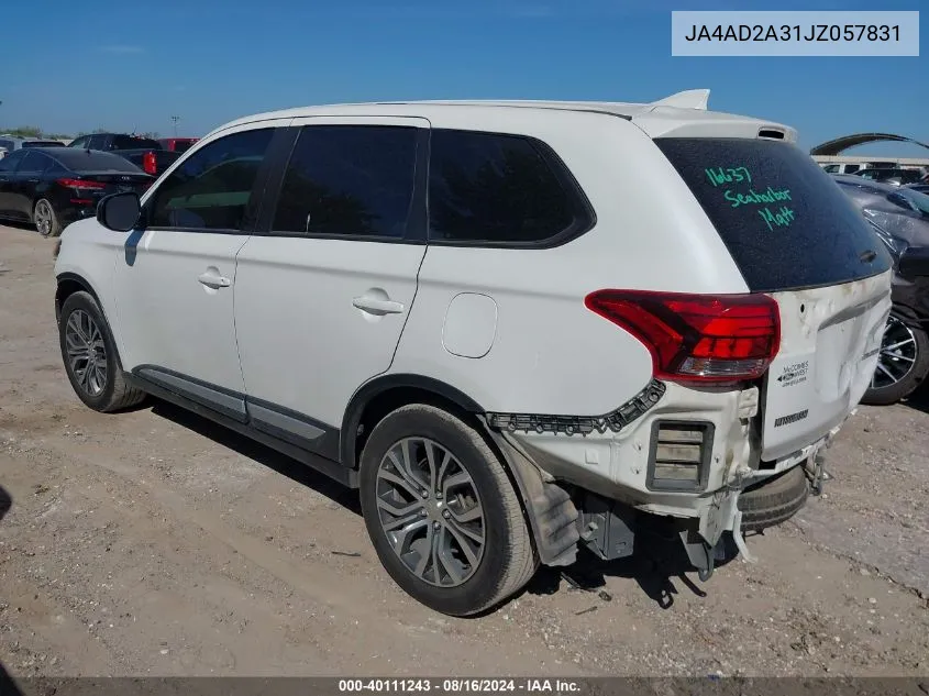 2018 Mitsubishi Outlander Es VIN: JA4AD2A31JZ057831 Lot: 40111243