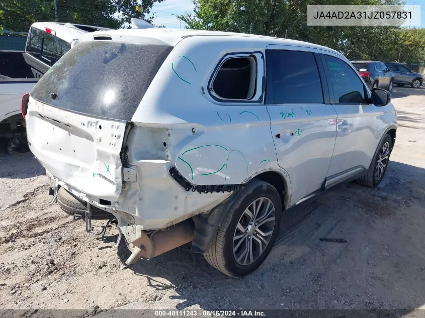 2018 Mitsubishi Outlander Es VIN: JA4AD2A31JZ057831 Lot: 40111243