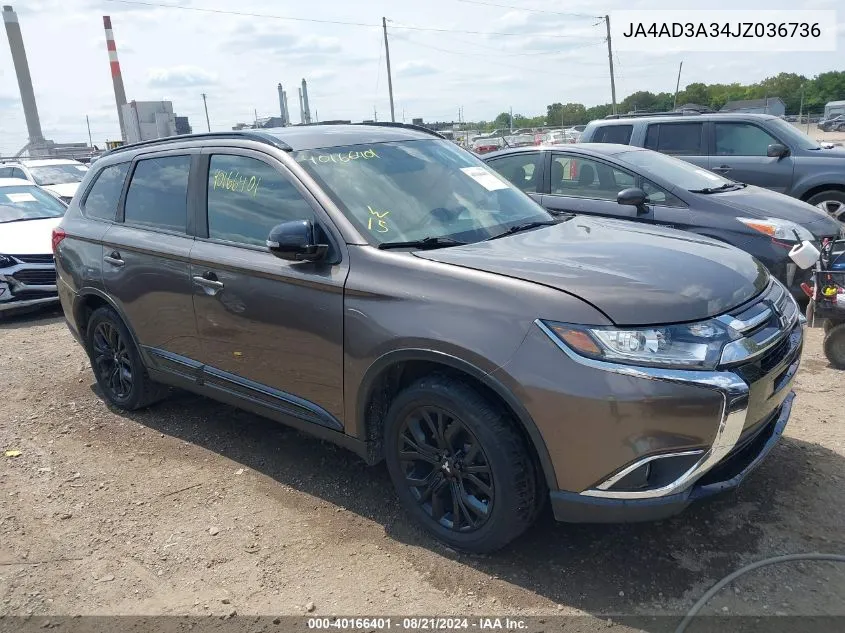 2018 Mitsubishi Outlander Le VIN: JA4AD3A34JZ036736 Lot: 40166401