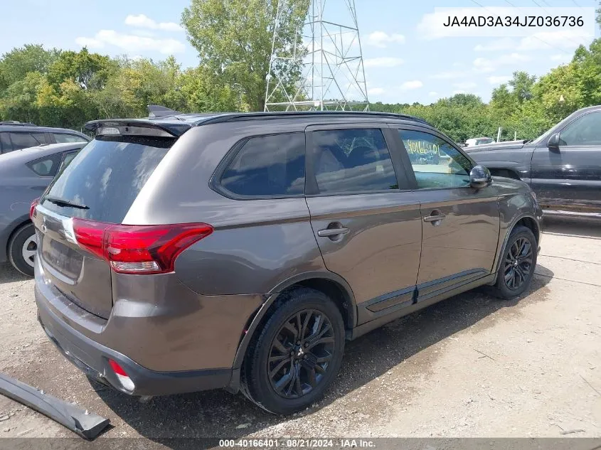 2018 Mitsubishi Outlander Le VIN: JA4AD3A34JZ036736 Lot: 40166401