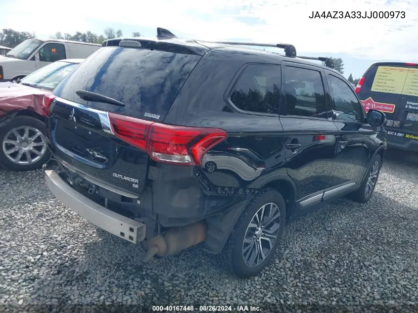 2018 Mitsubishi Outlander Se VIN: JA4AZ3A33JJ000973 Lot: 40167448