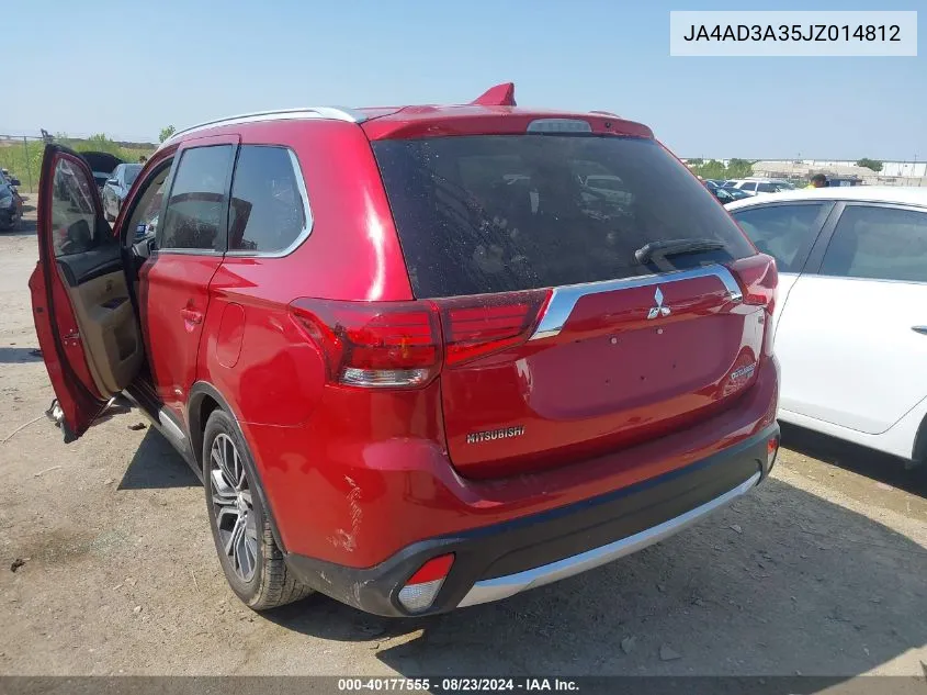 2018 Mitsubishi Outlander Sel VIN: JA4AD3A35JZ014812 Lot: 40177555