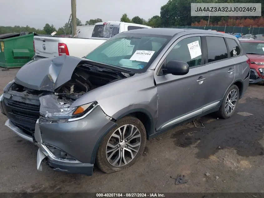 2018 Mitsubishi Outlander Es VIN: JA4AZ3A32JJ002469 Lot: 40207184