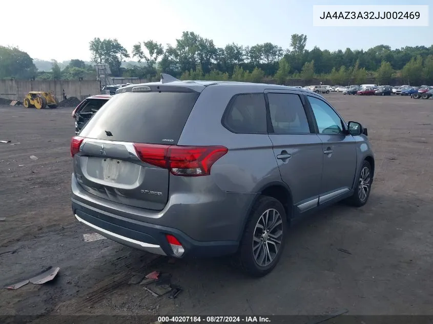 2018 Mitsubishi Outlander Es VIN: JA4AZ3A32JJ002469 Lot: 40207184