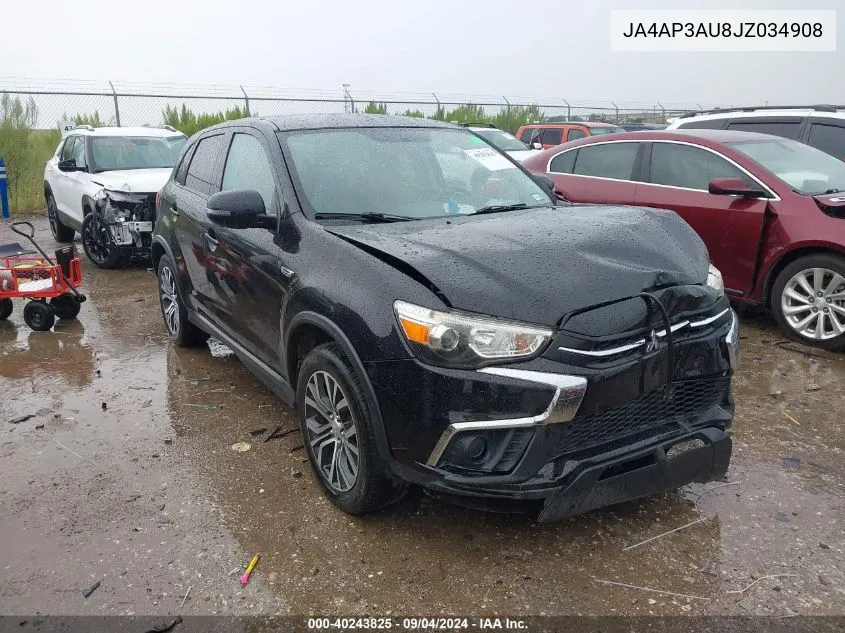 2018 Mitsubishi Outlander Sport Es 2.0 VIN: JA4AP3AU8JZ034908 Lot: 40243825