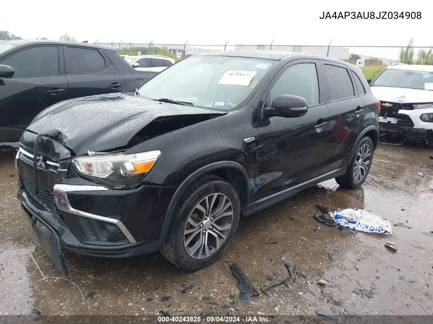 2018 Mitsubishi Outlander Sport Es 2.0 VIN: JA4AP3AU8JZ034908 Lot: 40243825