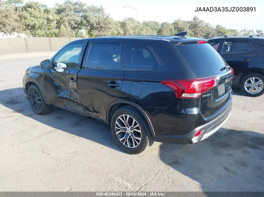 2018 Mitsubishi Outlander Le/Se/Sel VIN: JA4AD3A35JZ003891 Lot: 40246423