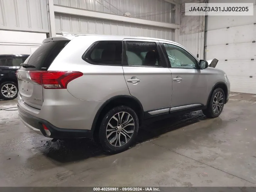 2018 Mitsubishi Outlander Es VIN: JA4AZ3A31JJ002205 Lot: 40258981