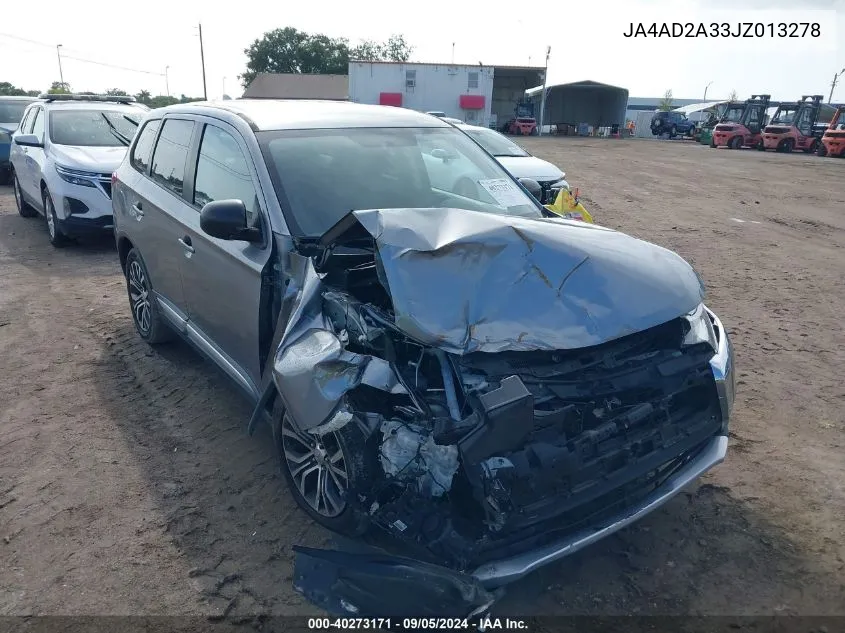 2018 Mitsubishi Outlander Es VIN: JA4AD2A33JZ013278 Lot: 40273171