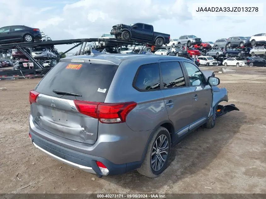 2018 Mitsubishi Outlander Es VIN: JA4AD2A33JZ013278 Lot: 40273171