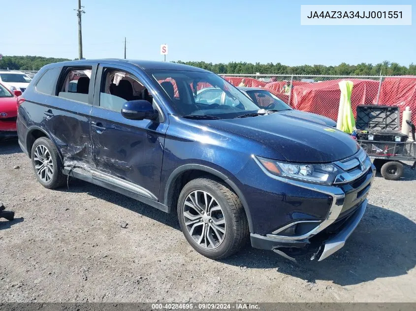 2018 Mitsubishi Outlander Se VIN: JA4AZ3A34JJ001551 Lot: 40284695