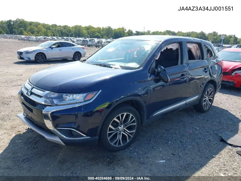 2018 Mitsubishi Outlander Se VIN: JA4AZ3A34JJ001551 Lot: 40284695