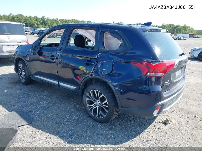 2018 Mitsubishi Outlander Se VIN: JA4AZ3A34JJ001551 Lot: 40284695