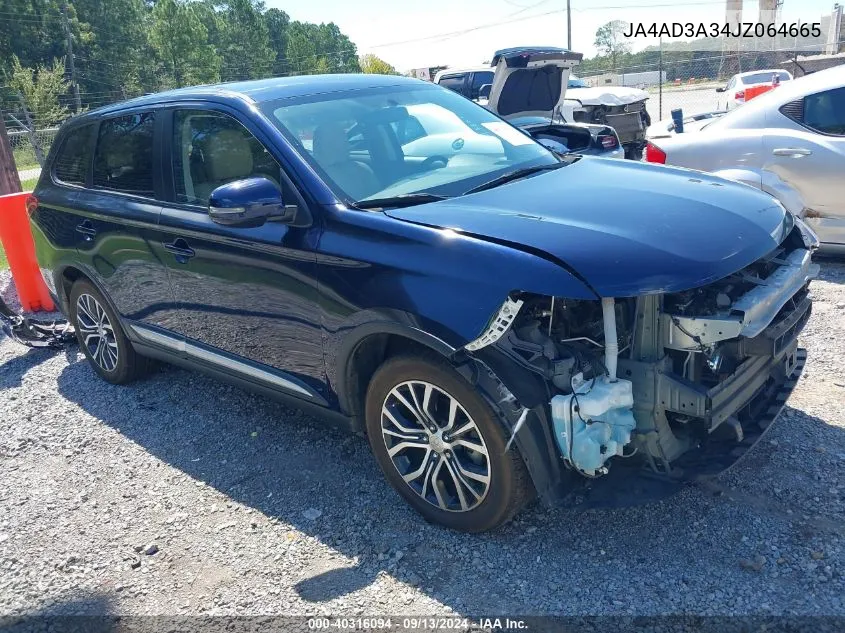 2018 Mitsubishi Outlander Se VIN: JA4AD3A34JZ064665 Lot: 40316094