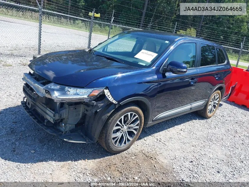 2018 Mitsubishi Outlander Se VIN: JA4AD3A34JZ064665 Lot: 40316094